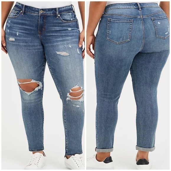 Torrid Boyfriend Straight Vintage Stretch Mid Rise Jeans in Fixin to Thrill Tall - Picture 1 of 11